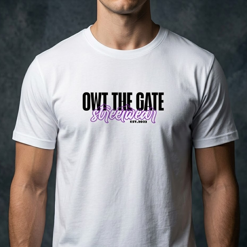 OG PURPLE SCRITPT - WHITEE TEE