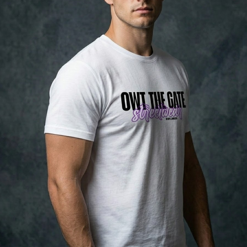OG PURPLE SCRITPT - WHITEE TEE